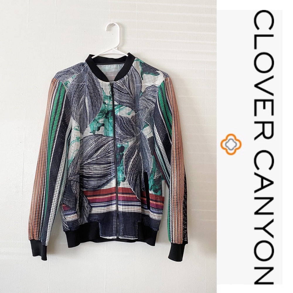 RARE Clover Canyon Jade Storm Perforated Bomber Jacket